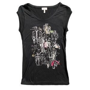 Escada top black small t shirt short sleeve